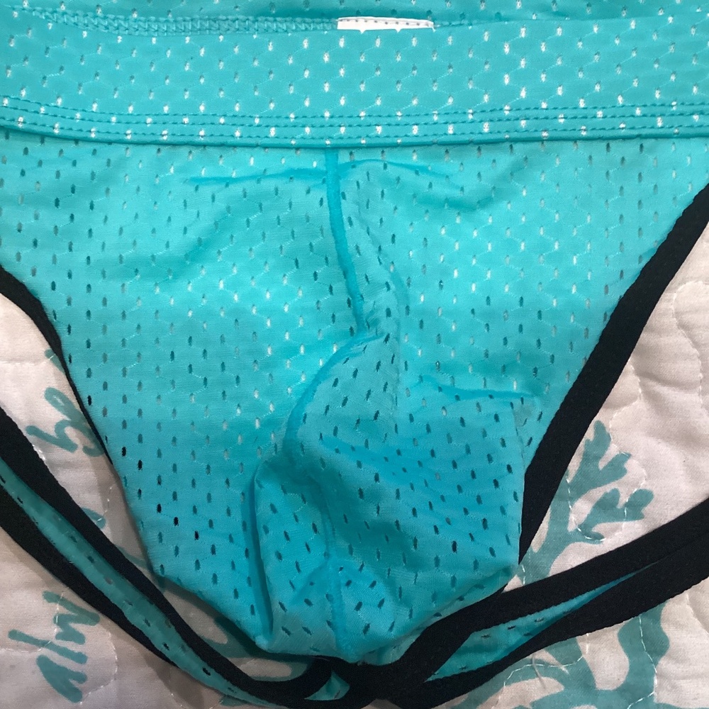 Jockstrap, turquoise, with black edging, NWOT - Picture 3 of 5